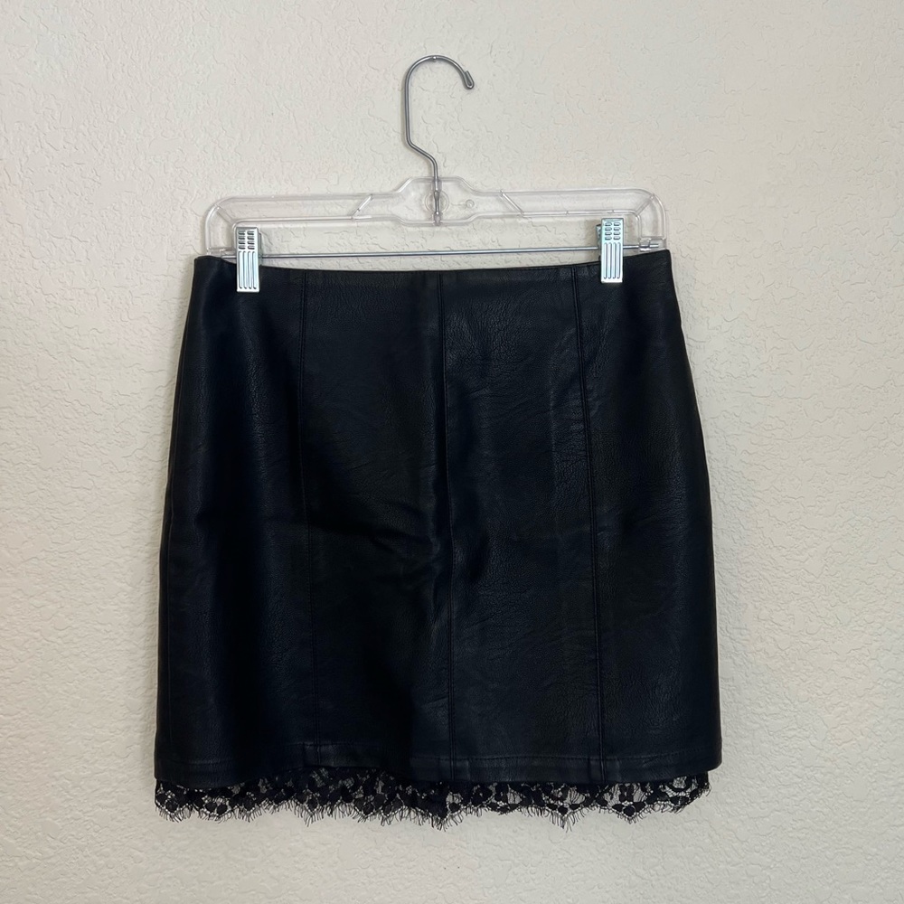 Jack by BB Dakota faux leather skirt with lace trim